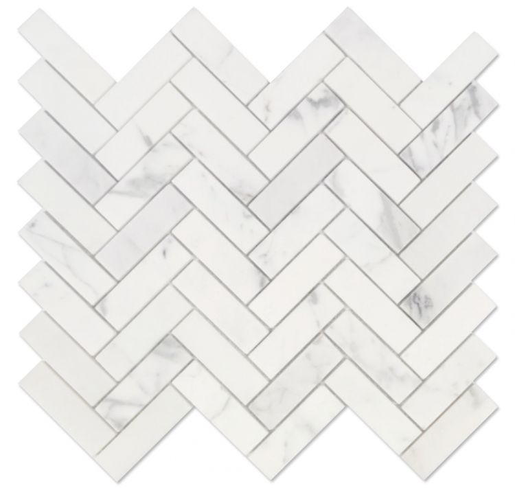 Herringbone Calacatta White Polished 11.25 x 12.5